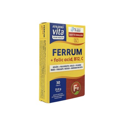 GELEŽIS + FOLIO RŪGŠTIS +B12, + C / 30 tablečių / MaxiVita