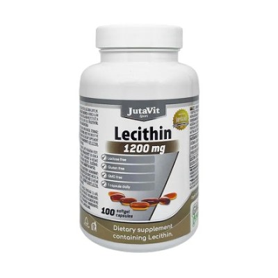 JutaVit lecitinas 1200 mg, 100kaps. – Natūralūs fosfolipidai atminčiai, smegenų veiklai ir kepenų sveikatai